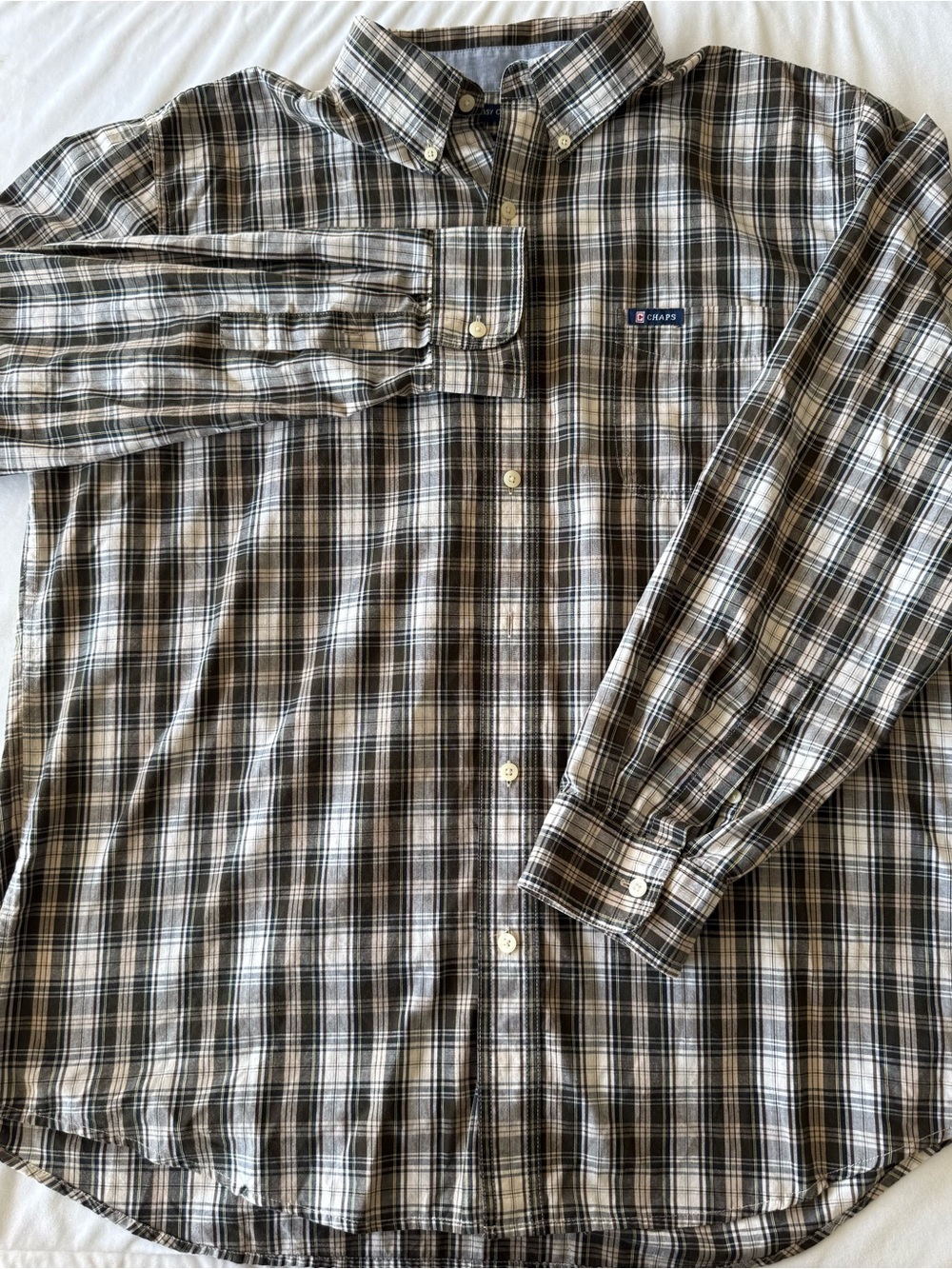 Chaps Men's Black and White Plaid Button-Down Shirt